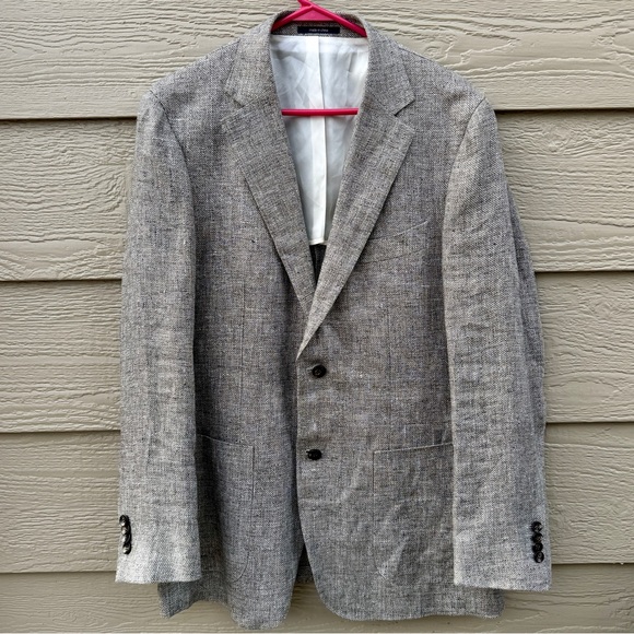 Suitsupply Solbiati 100% Linen Jacket Havana HL INT Unstructured Men 43R Gray - Picture 2 of 16
